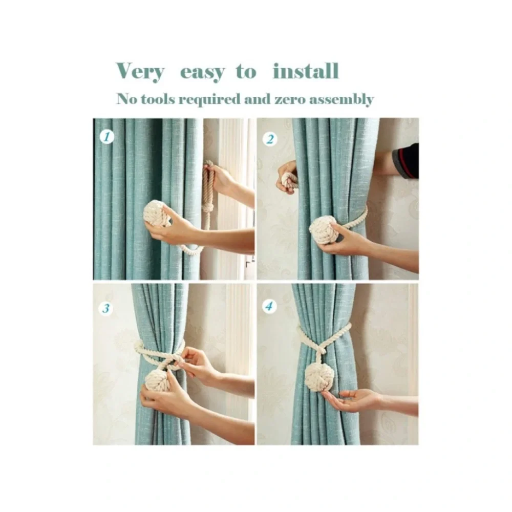 Luxury Home | Set of 2 Yellow Boho Chic Nautical Knotted Rope Curtain Tie Backs